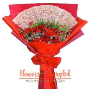 1000 Kisses bouquet from Flowers-Bangkok (money bouquet + flowers)