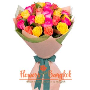 Flowers-Bangkok 24 mixed color roses