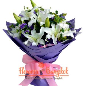 Flowers-Bangkok - White Lilies bouquet