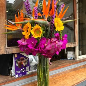 Mixed Flowers Vase - Birds of Paradise