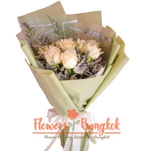 9 White Roses - Flower Delivery Bangkok