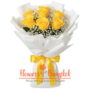 7 Yellow Roses bouquet - Flowers-Bangkok