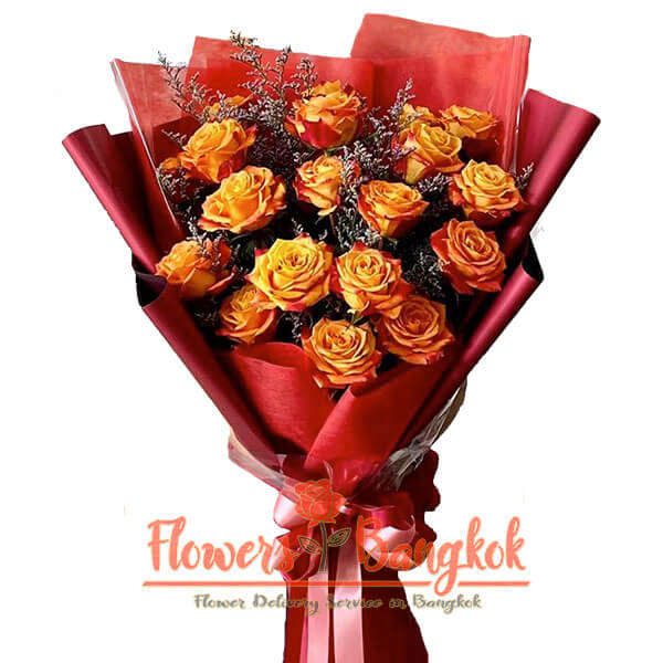 18 Orange Roses bouquet from Flowers-Bangkok