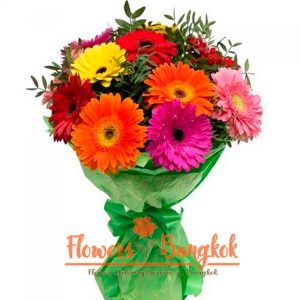 Flowers-Bangkok - 12 mixed color gerberas