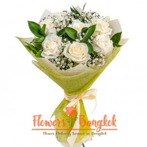Flowers-Bangkok - 7 White Roses Bouquet