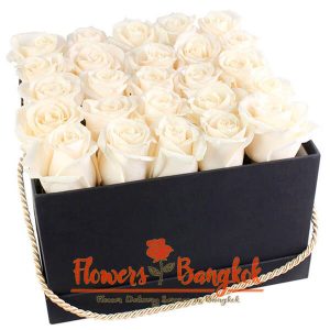 Flower box 25 white roses - Flowers-Bangkok