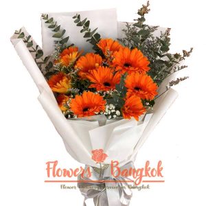 10 Orange Gerberas - Flower Delivery Bangkok