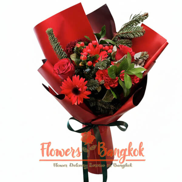 Jolly Red bouquet for Christmas from Flowers-Bangkok