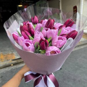 The Lilac Rain bouquet (33 Lilac Tulips bouquet)