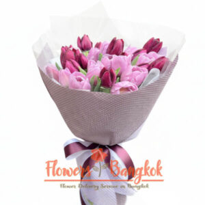 The Lilac Rain bouquet (33 Tulips from Flowers-Bangkok)