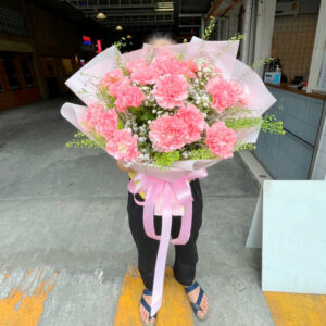 20 Pink Carnations bouquet - Original Size - Flowers-Bangkok