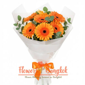 Orange-Mood-bouquet (7 Orange Gerberas) - Flower Delvery Bangkok