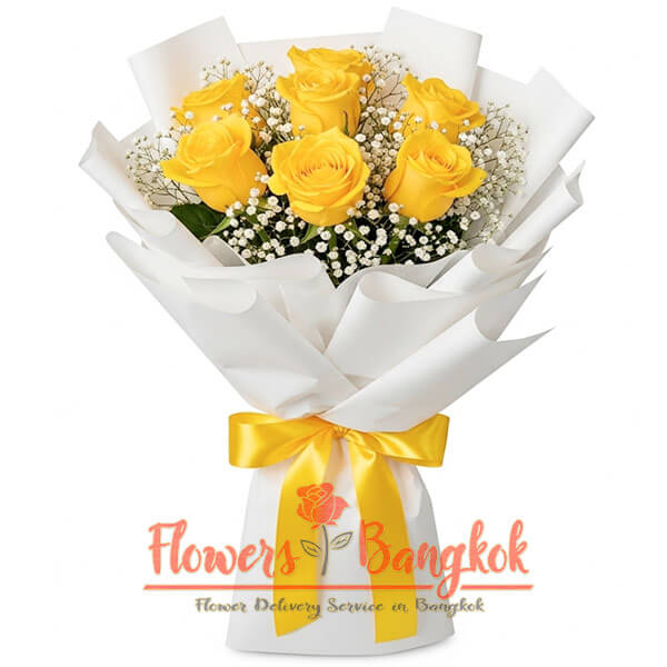 7 Yellow Roses bouquet - Flowers-Bangkok
