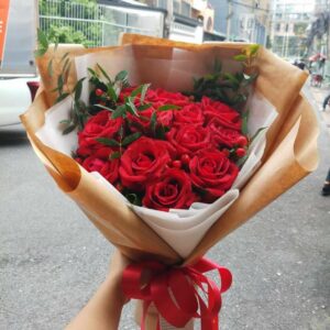 12 Red Rosrd bouquet from Flowers-Bangkok