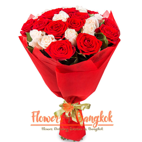 Flowers-Bangkok - mixed bouquet from 25 roses