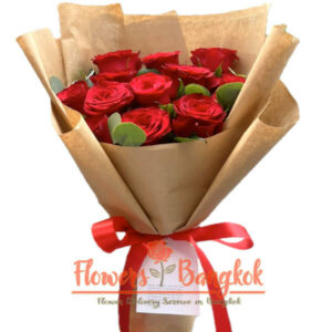 12 Red Roses bouquet - I Love You bouquet - Flowers-Bangkok flower shop
