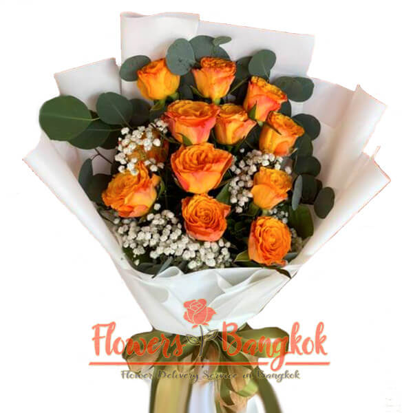 12 Premium Orange Roses - Flower Delivery Bangkok