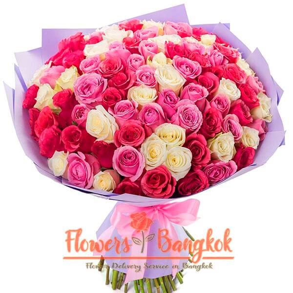 100 Mixed Roses - Flower Delivery Bangkok (Thailand)