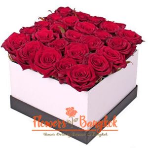 Flower box 25 Red Roses - Flowers-Bangkok