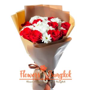 Roses and Chrysanthemums bouquet - Flower Delivery Pattaya