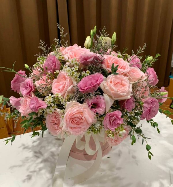 15+15 Pink Roses in Box - Flower Delivery Bangkok