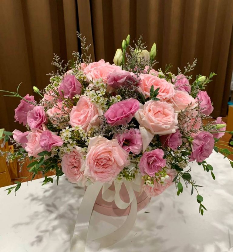 30 Pink Roses Box (15+15 Roses) ⋆ Flower Delivery in Bangkok