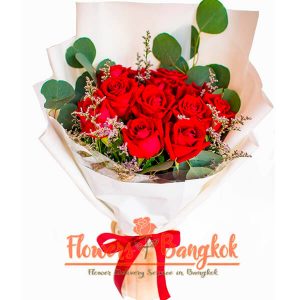 9 Red Roses Valentine's day - Same day flower delivery in Bangkok