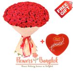 100 Red Roses for Valentine's day - Flower Delivery Bangkok