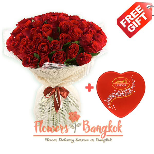 50 Red Roses for valentine's day- Flower Delivery Bangkok