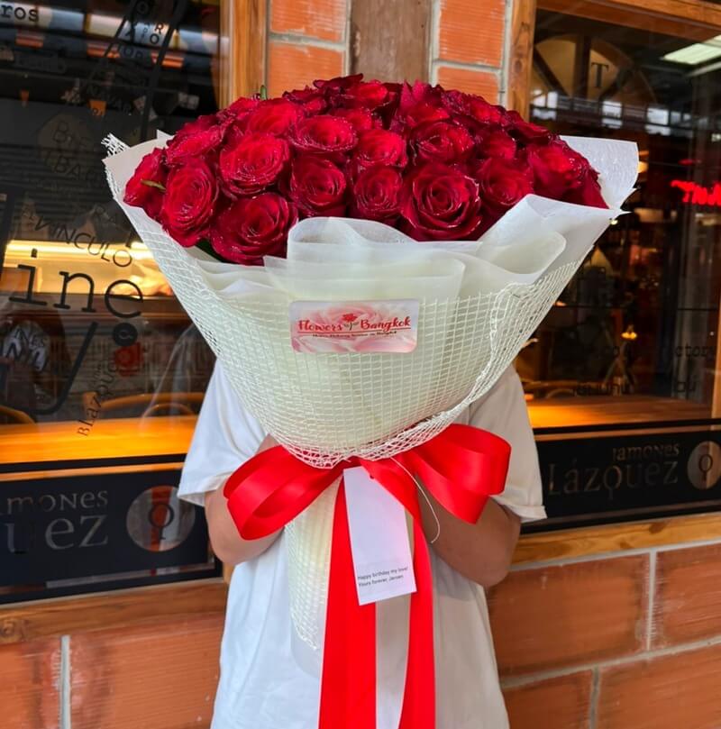 50 Red Roses bouquet - Flower Delivery Bangkok