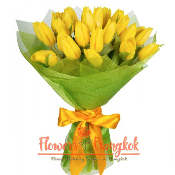 Flowers-Bangkok - 20 Yellow Tulips bouquet