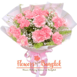 20 Pink Carnations bouquet - Flowers-Bangkok