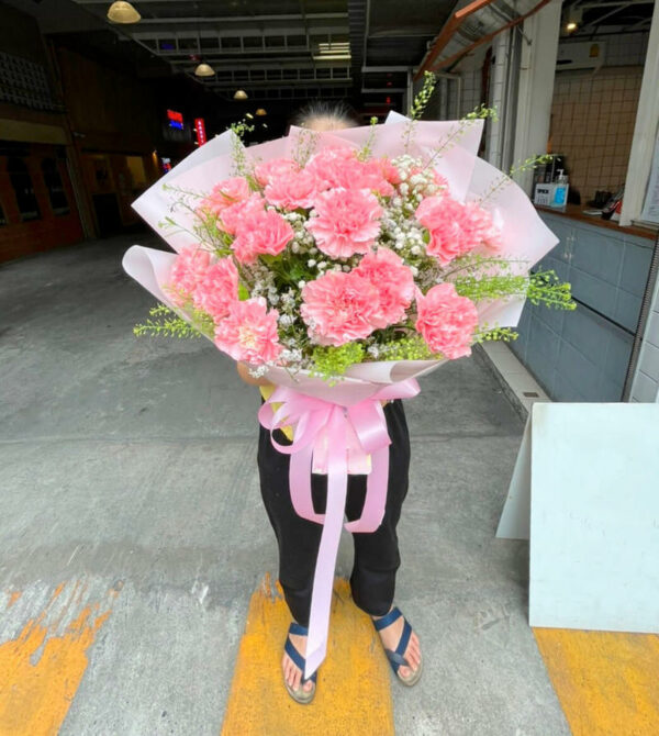 20 Pink Carnations bouquet - Original Size - Flowers-Bangkok