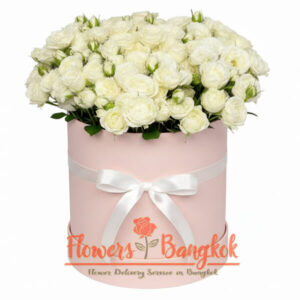 Snow Embrace flower box from Flowers-Bangkok (White Spray Roses box)